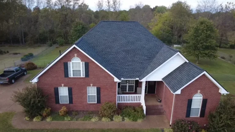 Drone view of a finished shingle roof