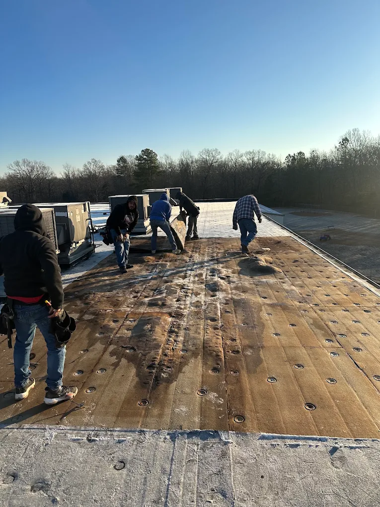 Flat roof tear-off on a commercial building