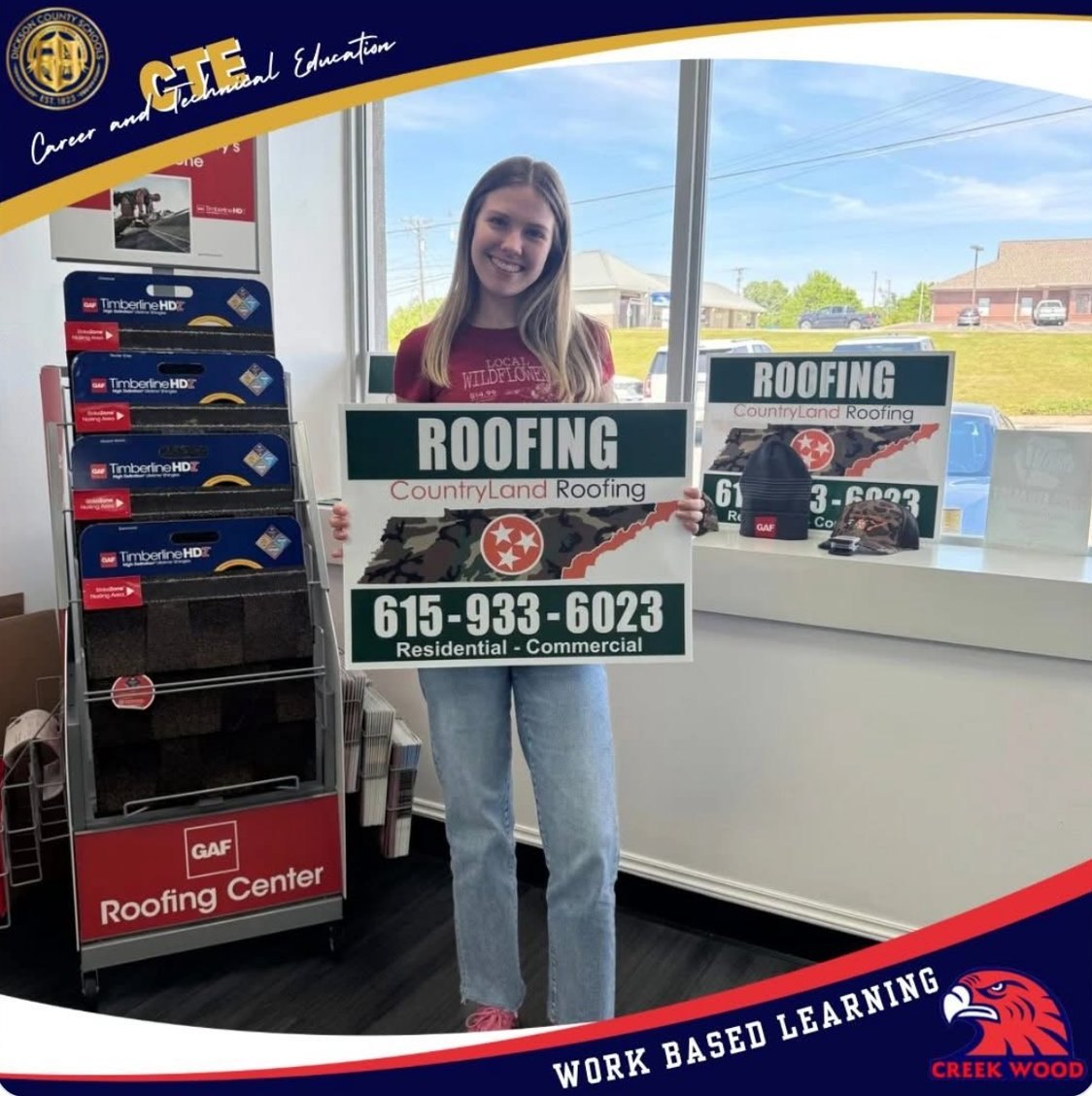 Creek Wood High School work-based learning intern at CountryLand Roofing