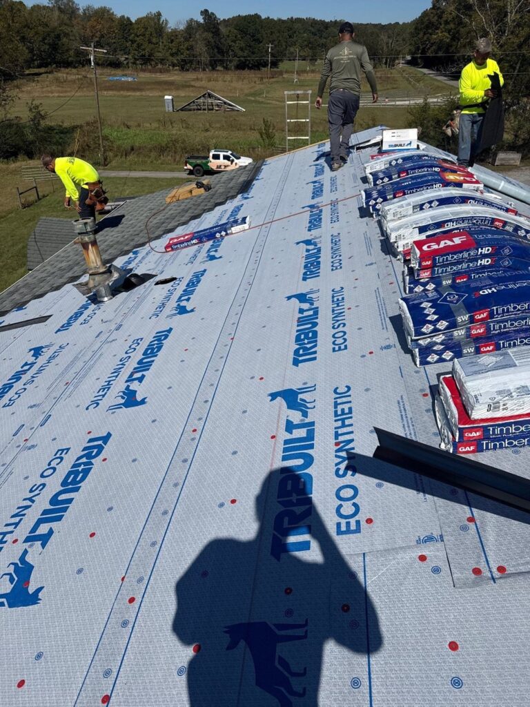 New synthetic underlayment on a Dickson re-roof