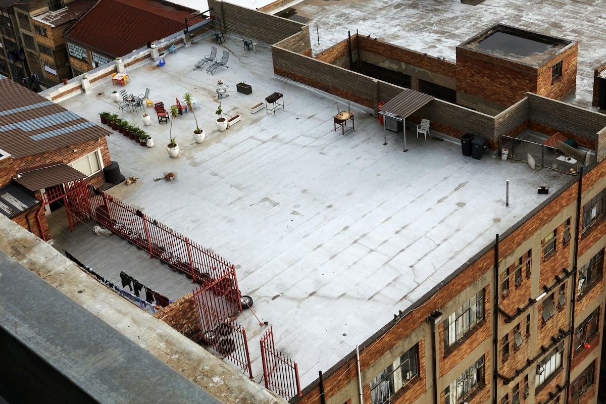 Low-slope commercial roof, aerial view, Dickson, TN